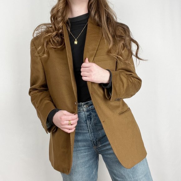 Vintage Union Made 100% Cashmere Oversized Blazer Jacket Long Pea Coat Preppy - Picture 4 of 9